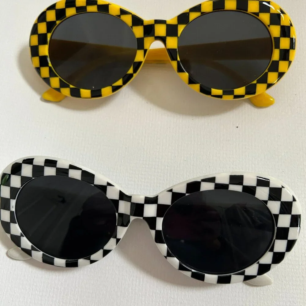 KIDS RACE CAR DRIVER SUNGLASSES WITH CHECKERED FLAGS 2 PAIRS